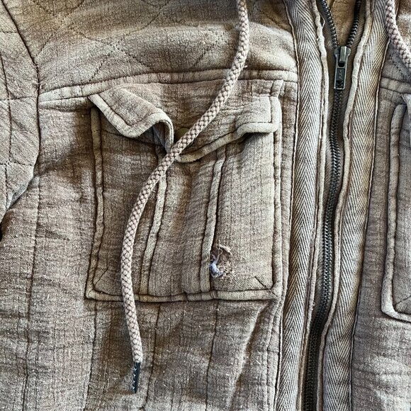 Free People We The Free Luna Quilted Bomber Jacket XS | Tan Cozy Fall Layer Boho - Picture 3 of 5